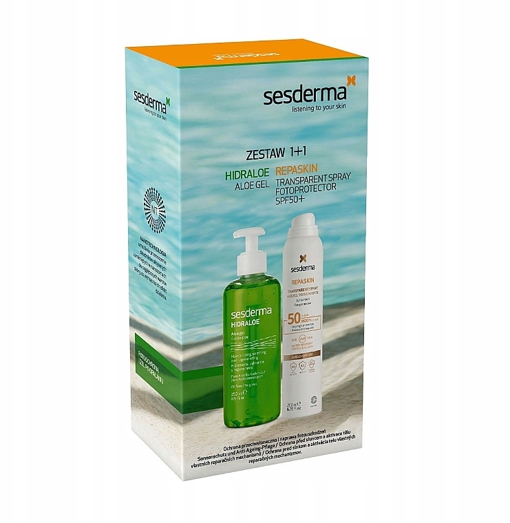 Набор - SesDerma Laboratories Hidraloe & Repaskin (sun/spray/200ml + f/b/gel/250ml) — фото N1