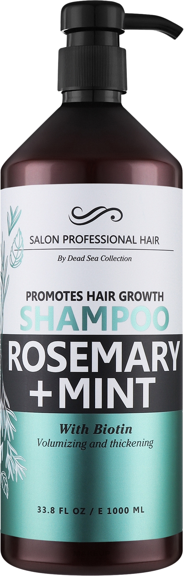 Шампунь для волос с розмарином и мятой и минералами Мертвого моря - Dead Sea Collection Rosemary & Mint Shampoo — фото 1000ml