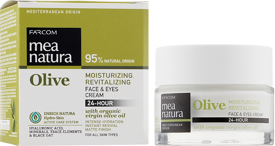Зволожувальний і відновлювальний крем для обличчя й очей - Mea Natura Olive 24h Moisturizing And Revitalizing Face&Eyes Cream — фото N2