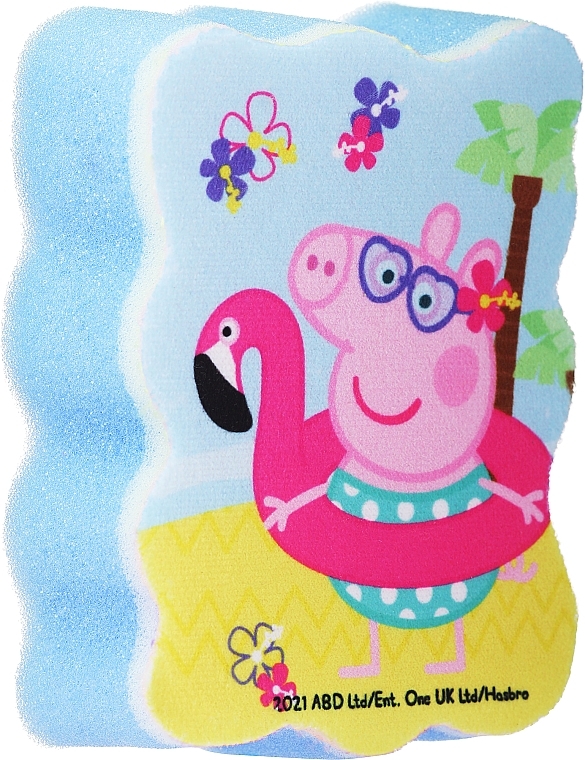 Мочалка банна дитяча "Свинка Пеппа", Пеппа на пляжі, блакитна - Suavipiel Peppa Pig Bath Sponge — фото N1