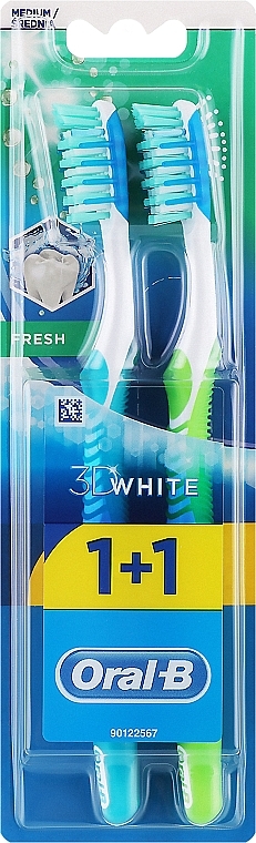 Набор зубных щеток, 40 средней жесткости, салатовая+синяя - Oral-B Advantage 3D Fresh — фото N1