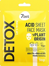 Духи, Парфюмерия, косметика Тканевая отшелушивающая маска для лица с AHA (5%) и BHA-кислотами - 7 Days Detox