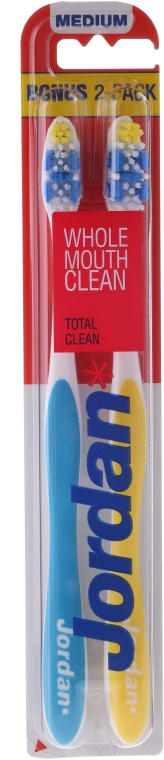 Зубная щетка средняя "Total Clean", желтая+голубая - Jordan Total Clean Medium — фото N1
