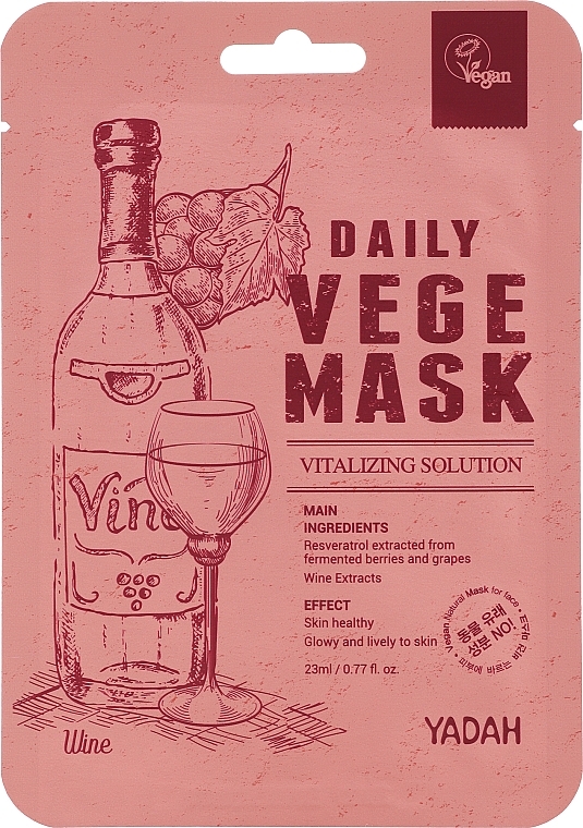 Тканинна маска для обличчя - Yadah Daily Vegi Wine Mask — фото N1