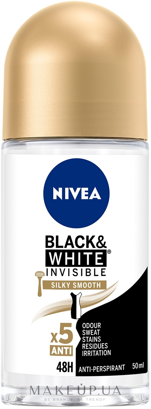 Антиперспірант "Чорне та Біле. Невидимий. Гладкий Шовк" - NIVEA Black & White Invisible Silky Smooth Anti-Perspirant — фото 50ml