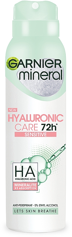 Антиперспірант - Garnier Mineral Hyaluronic Care 72h Sensitive — фото N1