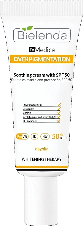 Заспокійливий крем з SPF 50 - Bielenda Dr Medica Overpigmentation Soothing Cream SPF 50 — фото N1