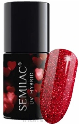 Гибридный лак для ногтей - Semilac Platinum UV Hybrid Valentine  — фото 318 - Burgundy Red Glitter
