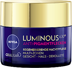 Крем для обличчя проти пігментних плям, нічний - NIVEA Cellular Luminous 630 — фото N1