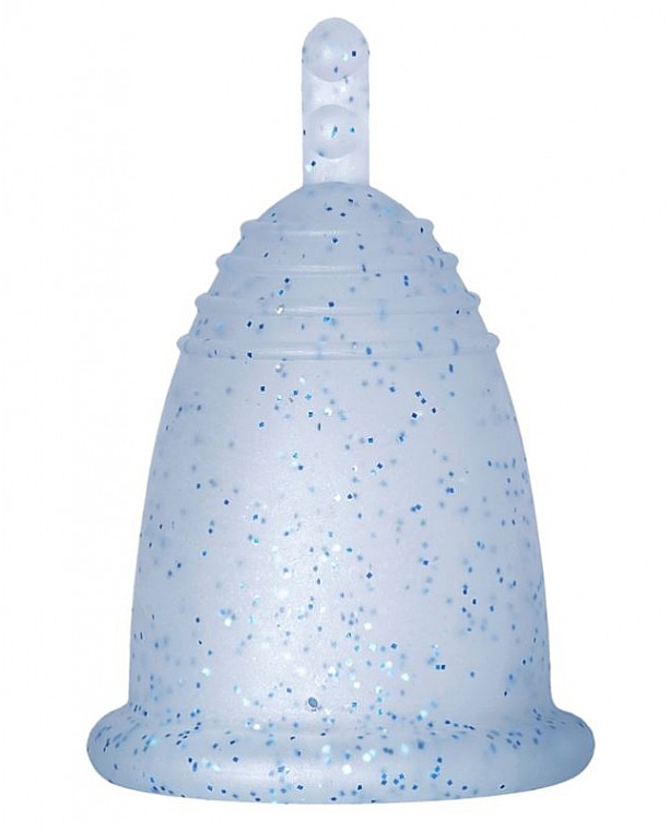 Менструальна чаша з ніжкою, розмір L, блакитна з глітером - MeLuna Classic Menstrual Cup Stem
