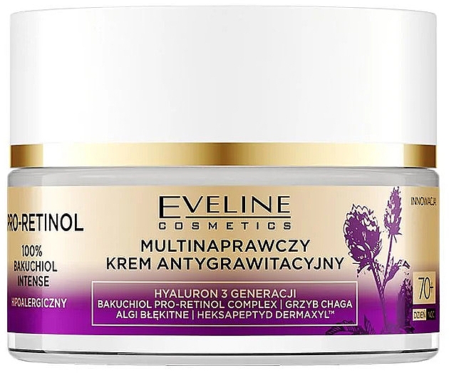 Мультивідновлювальний крем для обличчя 70+ - Eveline Cosmetics Pro-Retinol 100% Bakuchiol Multi-Repair Anti-Gravity Cream — фото N2