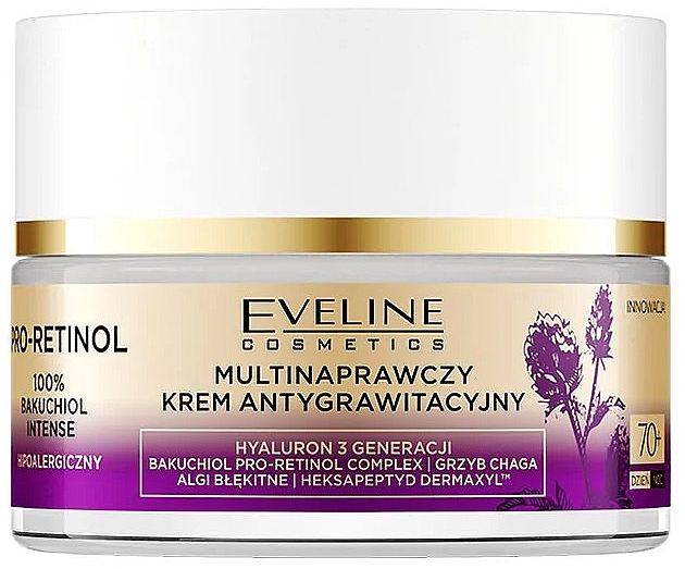 Мульти-восстанавливающий крем для лица 70+ - Eveline Cosmetics Pro-Retinol 100% Bakuchiol Multi-Repair Anti-Gravity Cream — фото N2