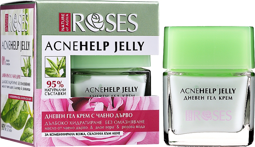 Денний крем-гель з олією чайного дерева - Nature of Agiva Roses Acnehelp Jelly Daily Cream — фото N2