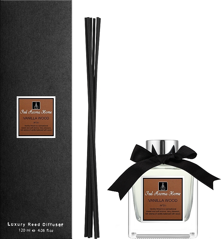 Аромадифузор - Feel Aroma Home Vanilla Wood Luxury Reed Diffuser — фото N4