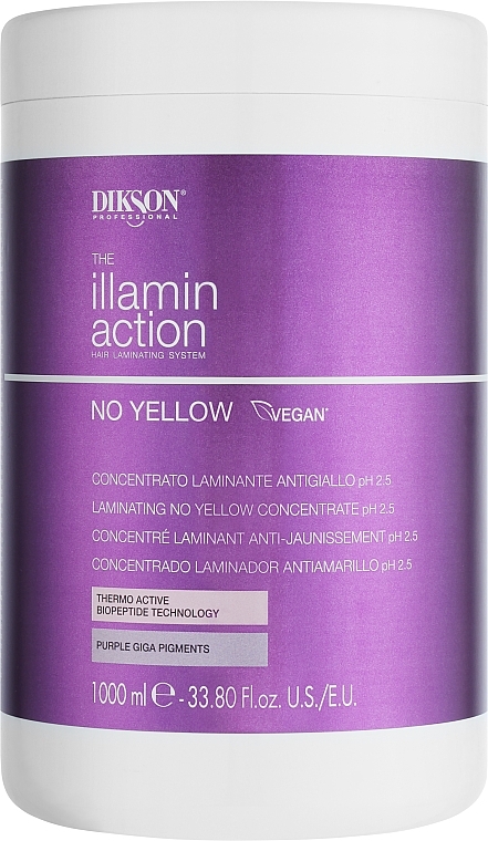Термоактивный концентрированный крем нейтрализатор желтизны для ламинирования волос - Dikson Illaminaction Laminating No Yellow Concentrate pH 2.5 — фото N2