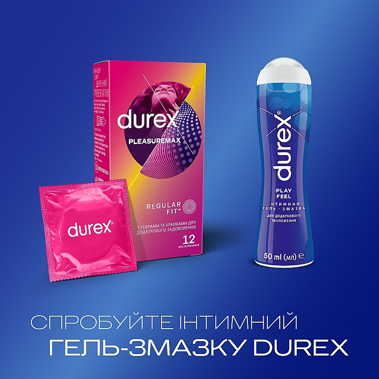 Презервативи латексні з силіконовою змазкою з ребрами та крапками, 12 шт - Durex Pleasuremax — фото N5