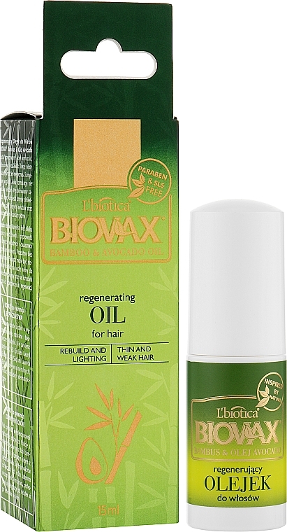 Масло для волос с бамбуком и маслом авокадо для восстановления тонких и ослабленных волос - Biovax Bambus & Avocado Oil Elirsir — фото N4