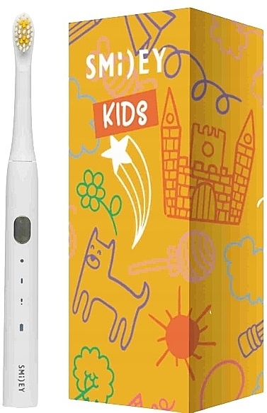 Детская электрическая звуковая зубная щетка, белая - Smiley Light Kids — фото N1