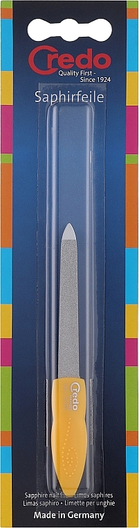Сапфірова пилочка двостороння 13 см, жовта - Credo Solingen Pop Art — фото N1