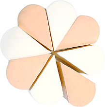 Парфумерія, косметика Спонж для макіяжу, квітка сегментована 8 в 1, білий + бежевий - Cosmo Shop