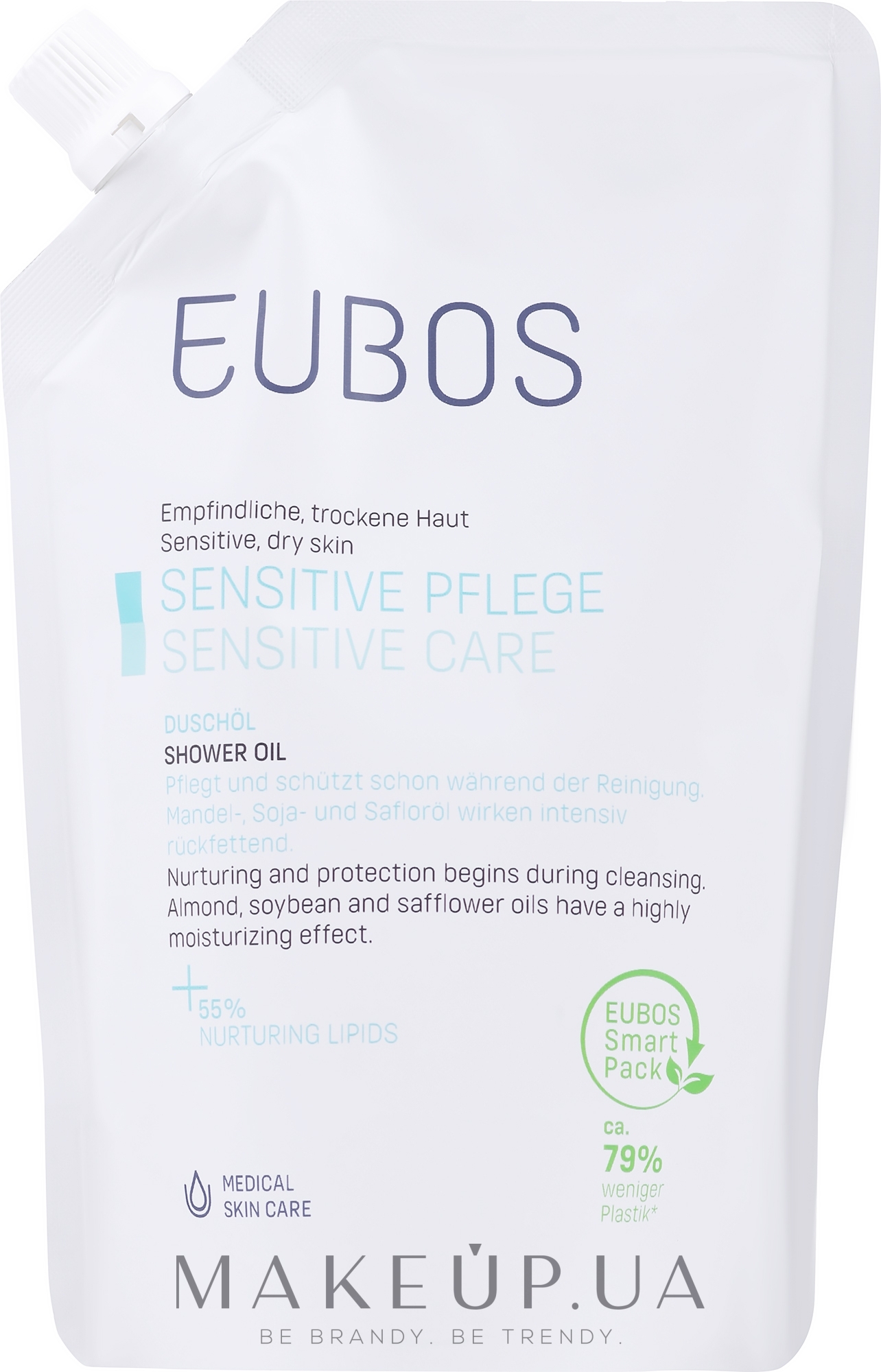 Олія для душу - Eubos Med Sensitive Skin Shower Oil For Dry & Very Dry Skin Refill (запасний блок) — фото 400ml