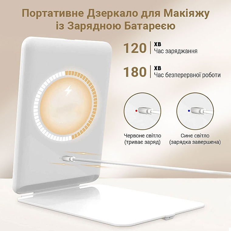 УЦЕНКА Зеркало для макияжа с LED подсветкой, белое - Aimed Makeup Mirror Stand * — фото N5