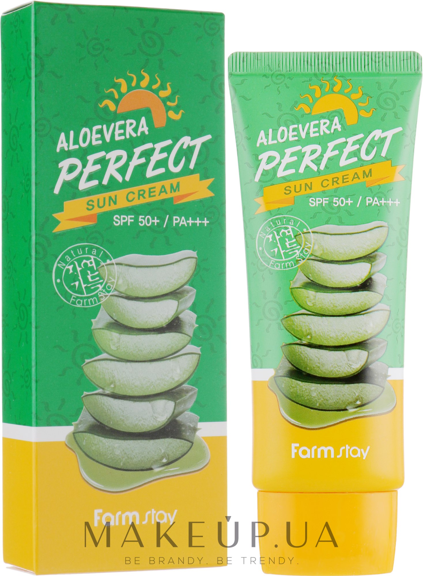 Сонцезахисний крем з алое SPF50+ - FarmStay Aloevera Perfect Sun Cream SPF50+ PA+++ — фото 70ml