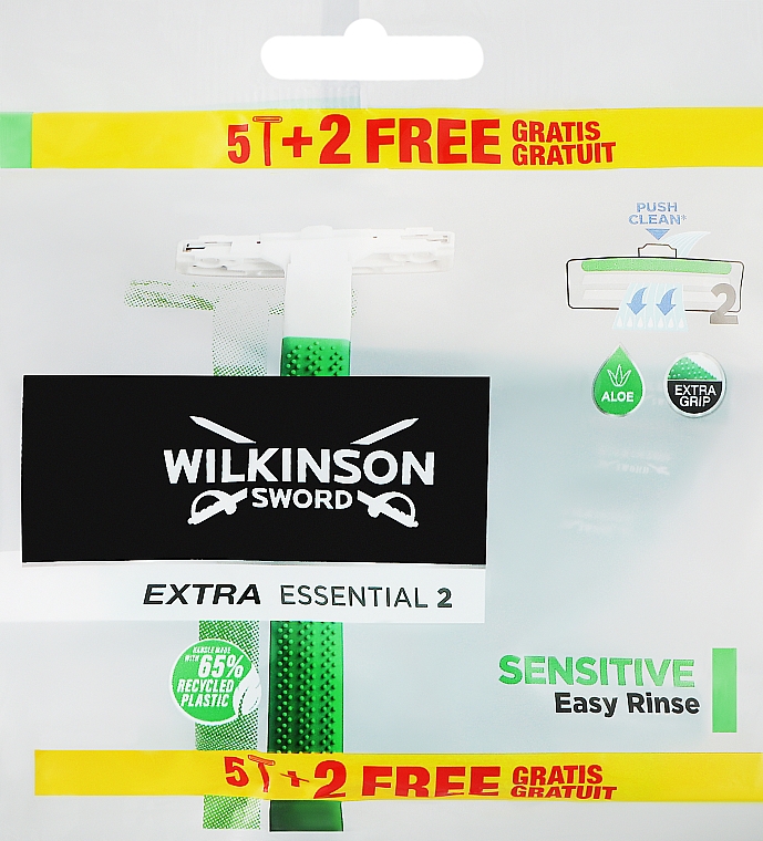 Одноразовые станки, 5+2 шт - Wilkinson Sword Extra 2 Essential Sensitive — фото N1