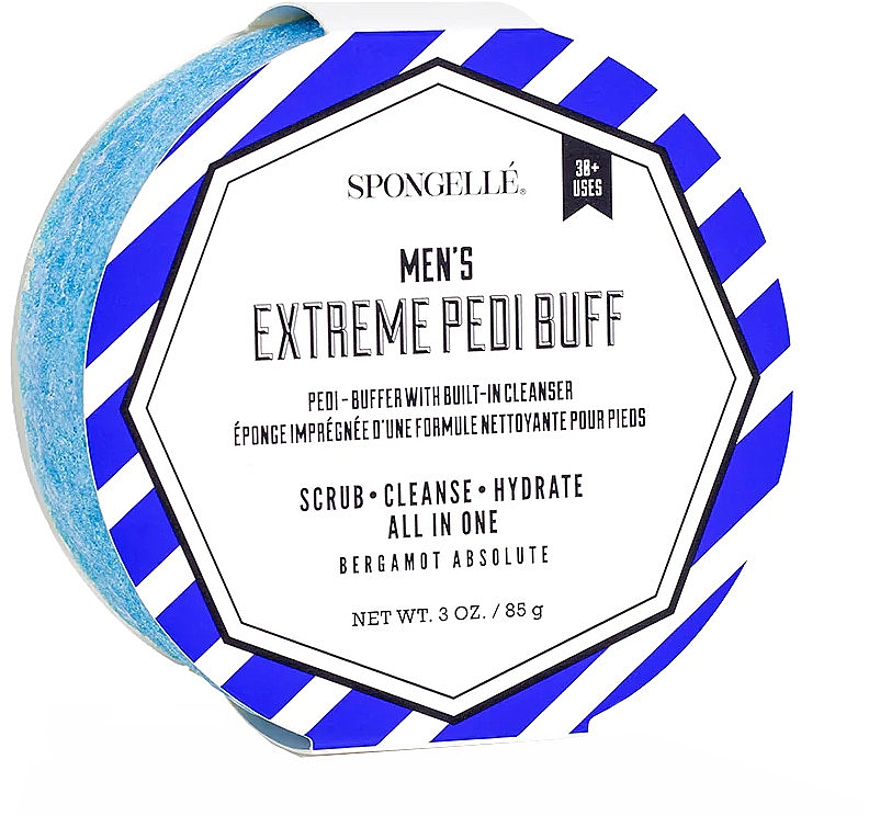 Мужская пенная многоразовая губка для ног - Spongelle Men's Bergamot Absolute Pedi-Buffer With Bult-In Cleanser — фото N1