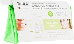 Парфумерія, косметика Набір для проблемної шкіри з косметичкою в подарунок - Babe Laboratorios STOP AKN (f/gel/90ml + f/cr/50ml + bag/1pc)