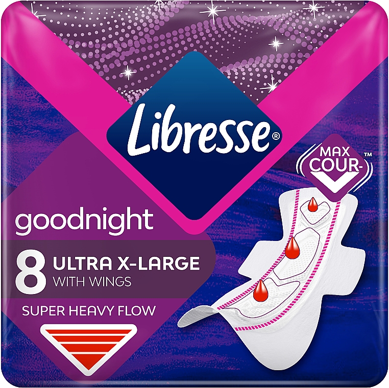 Гигиенические прокладки ночные с крылышками, 8шт - Libresse Ultra Goodnight Extra Large 