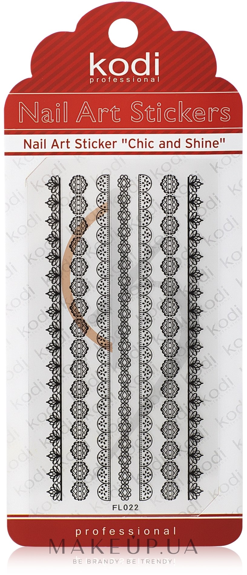 Наклейка для дизайна ногтей - Kodi Professional Nail Art Stickers FL022 — фото Black
