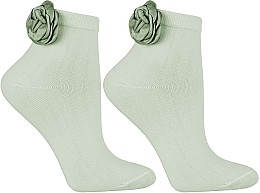 Шкарпетки жіночі з квіткою Glamour, зелені - Moraj — фото N2