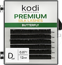 Парфумерія, косметика Накладні вії Butterfly Green D 0.07 (6 рядів: 12 мм) - Kodi Professional