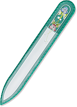 Парфумерія, косметика Пилка для нігтів скляна, 115 мм, двостороння, зелений чохол - Bohemia Czech Glass Nail Files