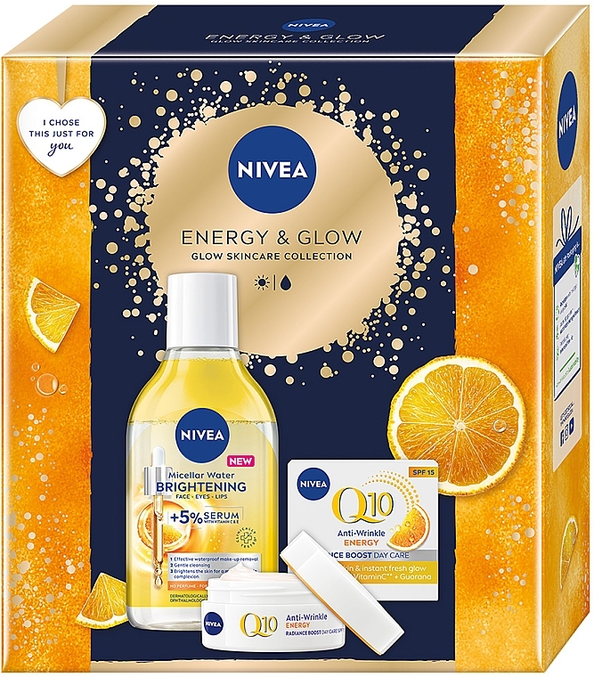 Набор женский - NIVEA Energy & Glow 2024 (cr/50ml + m/water/400ml) — фото N1