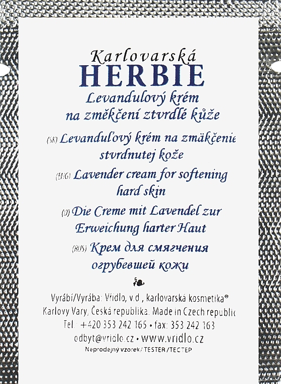 Масажний крем із лавандою - Vridlo Карловарська косметика Herbie (пробник)