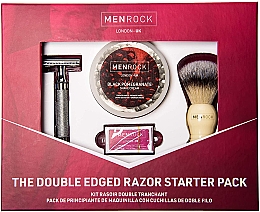 Парфумерія, косметика Набір - Men Rock Double Edged Razor Starter Pack Black Pomegranate (razor + brush + blades/5pcs + sh/cr/100ml)