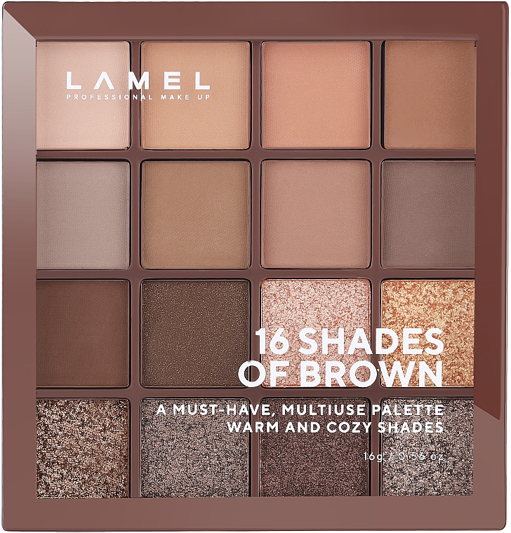 Палетка теней для век - LAMEL Make Up Eyeshadow 16 Shades Of Brown Palette