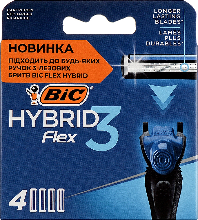 Сменные кассеты для бритья Flex 3 Hybrid, 4шт - Bic — фото N1