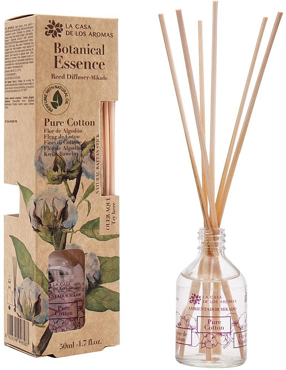 Аромадифузор "Чиста бавовна" - La Casa de Los Aromas Botanical Essence Reed Diffuser Pure Cotton — фото N2