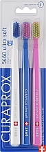 Духи, Парфюмерия, косметика Набор зубных щеток, 5460 Ultra Soft, белая, синяя, светло-розовая - Curaprox