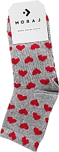 Жіночі шкарпетки csl200-113, сірі в сердечка - Moraj — фото N1