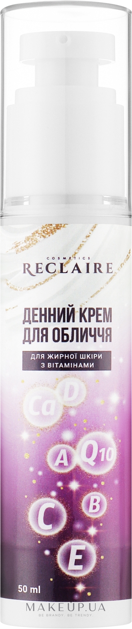 Денний крем для обличчя для жирної шкіри з вітамінами - Reclaire — фото 50ml