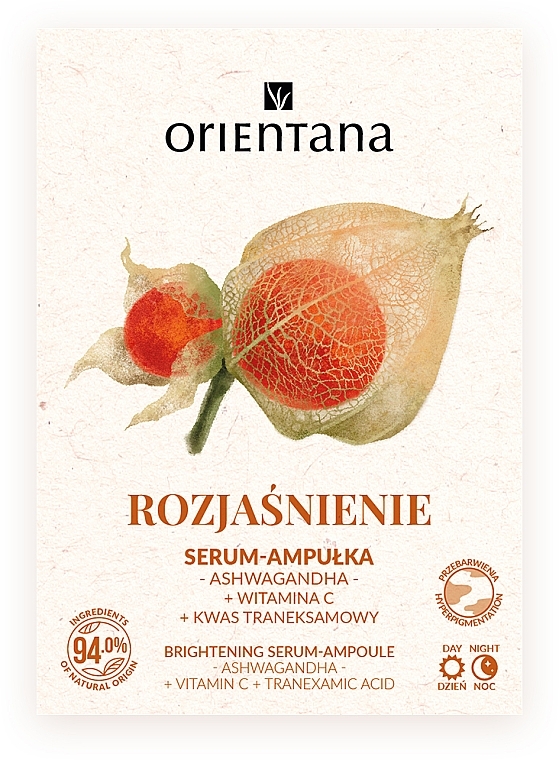 Освітлювальна ампульна сироватка для обличчя - Orientana Ashwagandha Vitamin C Tranexamic Acid Brightening Serum-Ampoule — фото N3