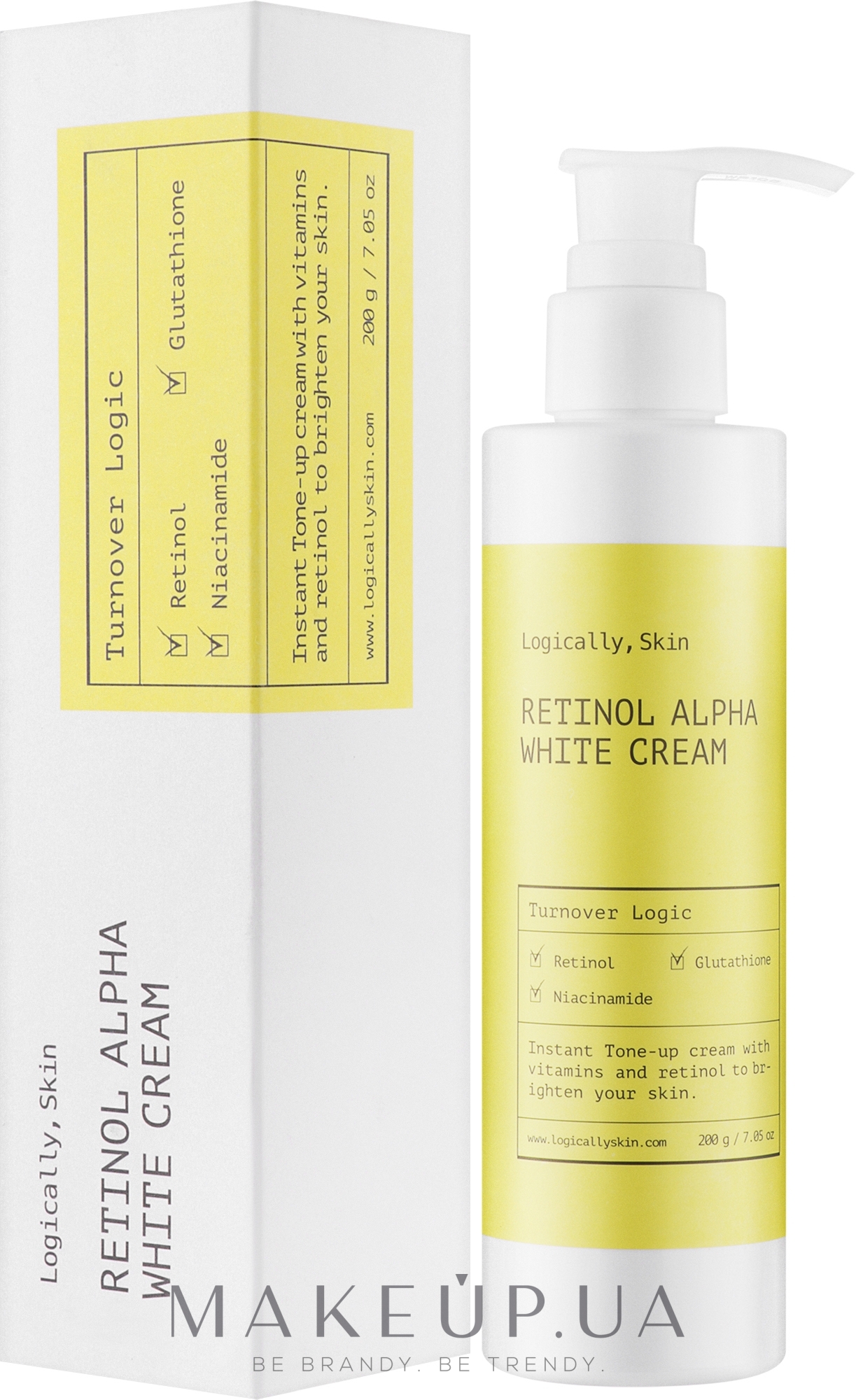 Освітлювальний крем для обличчя й тіла - Logically, Skin Retinol Alpha White Cream — фото 200ml