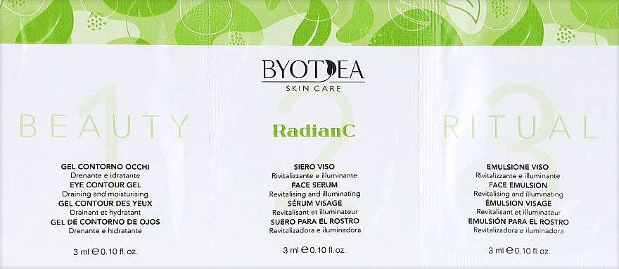 Набір - Byothea Face Care Radian C Beauty Ritual Set (gel/3ml + ser/3ml + emuls/3ml) — фото N1