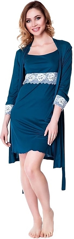 Комплект: халат і сорочка F50023, бірюзовий - Fleri Night Line — фото N1