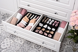 Органайзер для хранения с 12 ячейками, черный 30х15х10 см "Home" - MAKEUP Drawer Underwear Organizer Black — фото N3