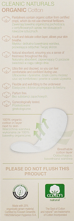 Прокладки ежедневные органическим хлопком, 20 шт - Cleanic Naturals Organic Cotton — фото N2